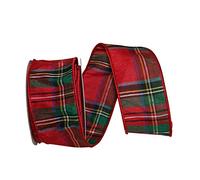 Reliant Ribbon Alford Plaid Wired Edge Ribbon, 2-1/2 Inch X 10 Yards, Red