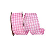 Reliant Ribbon Gingham Value Wired Edge Ribbon, Pink
