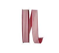 Reliant Ribbon Striped Linen Value Wired Edge Ribbon, Red/White
