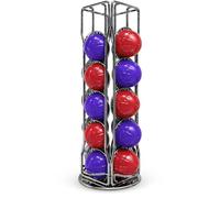 Reliapart 20 Capsule Coffee Pod Capsule Holder Stand Compatible for Nespresso Vertuo 4 Row Capacity 360 Rotating Silver Carousel Storage Rack Countertop Organiser