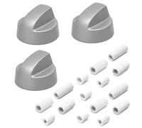 Reliapart Black Control Knob With Five Adapters Universal Fitting for Ovens - Pack of 4 (Silver)