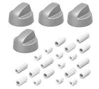 Reliapart Black Control Knob With Five Adapters Universal Fitting for Ovens - Pack of 4 (Silver)