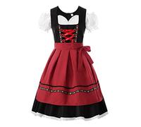 ReliBeauty Dirndl Dresses Women Traditional Oktoberfest Costume 2 Piece Red,L