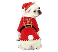 ReliBeauty Santa Claus Pet Costume, Christmas Dog Outfit with Hat, Red, S | Soft Smooth Fabric, Plush White Trim, Gold Snowflake Ribbon, Back Leash Ring, Split Front Sleeves, Hook and Loop Closure