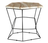 relics natural patterned onyx stone side table with black frame