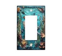 Relief 3D Shark Decorative Light Switch Cover Plate 1 Gang Single Rocker, Underwater Ocean Sealifes Electrical Faceplate for Kitchen Bathroom, Fish Cool Switchcover Decor