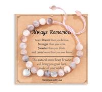 Relief Bracelets,Natural Stone Healing Crystal Bracelet with Card,Birthday Gifts for Women Bracelet Adjustable Beads Bracelet Ladies Christmas Good Luck Friend Female Her Gifts (Always Remember)