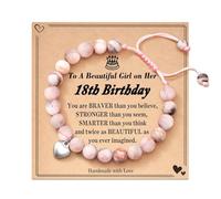 Relief Bracelets,Natural Stone Healing Crystal Bracelet with Card,Birthday Gifts for Women Bracelet Adjustable Beads Bracelet Ladies Christmas Good Luck Friend Female Her Gifts (18tb Birthday)