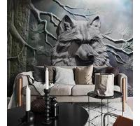 Relief Carving Trees Grey Animals Wolves 3D Wallpaper Luxury Home Dining Decor Paste Sofa Living Room The Wall for Bedroom Mural-400cm×280cm