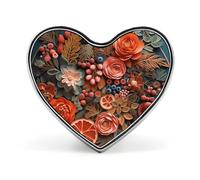 Relief Flowers Button Pin Heart Shape Alloy Lapel Pins Badges Novelty Funny Enamel Pins Personalized Pinback Button Badges Cute Heart Brooche for Jackets Bags