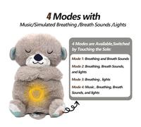 (Relief Otter Grey, 28cm-32cm) 4 MODES Original Sleeping Time Baby Breathing Anxiety Relief Capybara Sensory Toys