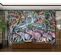 Relief Woods River Elephant Creative 3D Wallpaper Luxury Home Dining Decor Paste Sofa Living Room The Wall for Bedroom Mural-150cm×105cm