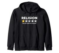 Religion 1 Star Very Bad Would Not Recommend Funny Atheist Zip Hoodie