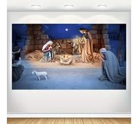 Religion Bethlehem Starry Night Holy Family Nativity Scene Barn Stable Lamb Nativity Photography Background 150cmx100cm