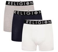 Religion - Mens 'RGN05' Premium Essential 3 Pack Designer Boxer Shorts, Multipack Underwear Gift Set (M, Assorted)