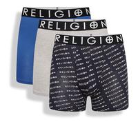 Religion - Mens 'RGN07' Essential XX-Large 3 Pack Tag Free Cotton Boxer Shorts (XXL, Assorted)