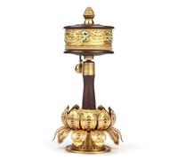 Religion Scriptures Tibetan Prayer Wheel with Lotus Base & Mantra Scroll, Tibetan Buddhist Prayer Wheel for Praying, Meditation