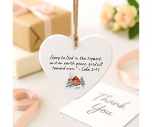 Religious Acrylic Heart Ornament - “Glory to God in the highest” Luke 2:14, Christian Christmas Tree Decoration, Meaningful Gift for Faith and Family
