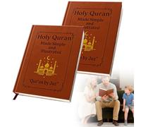 Religious and Spiritual Learning Books -The Quran Journeys, Scripture Quran Study Devotional Guide for Revert Beginner, Travel Home Church Prayer Men Adults Grandparents (Brown-2pc)