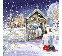 Religious Art Charity Christmas Cards Embossed with Gold Foil - Eco-Friendly - Pack of 6 (Midnight Mass)