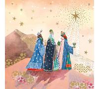 Religious Art Charity Christmas Cards Embossed with Gold Foil - Eco-Friendly - Pack of 6 (To Bethlehem)