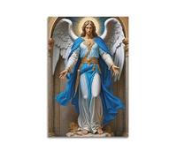 Religious Art Poster Angel With Blue And White Wings Holy And Solemn Full Of Religious Atmosphere Digital Art Canvas Wall Art Posters for Modern Family Bedroom And Office Decor Artwork 12x18inch(30x