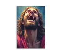 Religious Art Poster Jesus Laughs Heartily with Head Thrown Back to Show A Different Emotion Wall Art Canvas Posters Prints for Modern Family Living Room Decor Artwork 12x18inch(30x45cm) Unframe