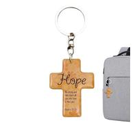 Religious Bag Charm | Christian Wooden Scripture Keychain - Small Key Chain for Men Women Luggage Purse Handbag Backpack Wallet Car Travel School Party Birthday Easter
