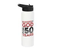 Religious Blessed by God for 50 Years Happy 50th Birthday Stainless Steel Insulated Water Bottle