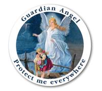 Religious Car Window Sticker Set, Saint Michael, Christopher, Pio, Divine Mercy, 8 cm x 8 cm (Guardian Angel)