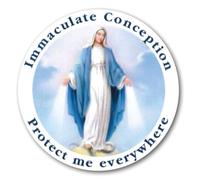Religious Car Window Sticker Set, Saint Michael, Christopher, Pio, Divine Mercy, 8 cm x 8 cm (Our Lady)