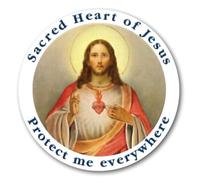 Religious Car Window Sticker Set, Saint Michael, Christopher, Pio, Divine Mercy, 8 cm x 8 cm (Sacred Heart)