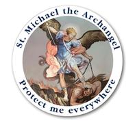 Religious Car Window Sticker Set, Saint Michael, Christopher, Pio, Divine Mercy, 8 cm x 8 cm (Saint Michael)