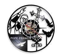 Religious Celeb Pope Francis Catholicism Wall Clock Roman Catholic Vinyl Record Wall Clock St Francis Church Decor Wall Watch Without LED