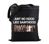 Religious Christian Gift Aint No Hood Like Sainthood Tote Bag All Saints Day Gift For Women (Aint No Hood TOTE)