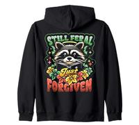 Religious Christian Raccoon Still Feral Just Forgiven Faith Zip Hoodie