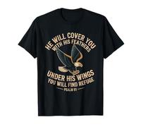 Religious Christian Tee Psalm 91 Protection Eagle Feathers T-Shirt