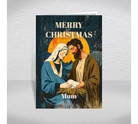 Religious Christmas Card for Mum, Mother, Mom - Traditional Christian/Catholic Nativity Scene with Joseph, Mary & Baby Jesus, A5 Luxury Greeting with Verse: Mum Christmas Card