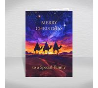 Religious Christmas Card for Special Family, Relatives - Christian/Catholic Theme of Three Wise Men Following the Star to Bethlehem, A5 Luxury Greeting with Verse: Special Family Christmas Card