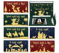 Religious Christmas Card Money Holder 6 Pack, Zip-Open Money Holder w/Clear Plastic Window for Cash, Check, Ticket or Gift Card, Funny Gifts Giving Ideas for Women Men Kids (Nativity Scene)