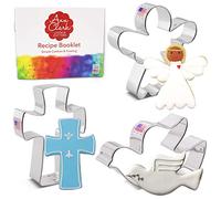Religious Christmas Cookie Cutters 3-Pc. Set Made in USA by Ann Clark, Angel, Cross, Dove