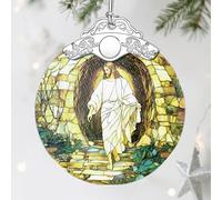 Religious Christmas Decorations - Stained Glass Jesus Ornament for Tree | Christian Ideas | Meaningful Xmas Presents for Believers | Faith-Based Party Favor