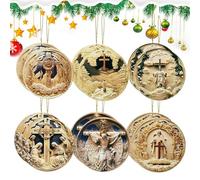 Religious Christmas Ornaments, Christmas Wooden Pendants | Christian Car Rearview Mirror Jesus Decor for Wall Tree Window Church Wedding Bedroom Easter Living