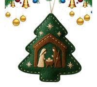 Religious Christmas Ornaments - Felt Christian Pendants for Tree Decor | Green Charm Decorations for Wall,Door, Window, Fireplace, Shelf, Holiday, Party, Living, Office, Indoor, Display