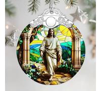 Religious Christmas Ornaments - Jesus Stained Glass Ornament | Christmas Tree Ornament | Christian Home Decor - Religious Gifts, Lord Jesus Gifts for Easter, Gift Ideas & Holiday Present