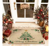 Religious Christmas Tree Quote Welcome Door Mat 29x17 Inch | Holly Accents, Entry Mat, Faith-inspired Design, Seasonal Entryway Decor, Non-slip Backing, Festive Housewarming Gift