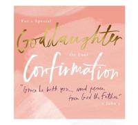 Religious Confirmation Card for Goddaughter, Pink and Gold Design with Bible Verse from 2 John 3, Spiritual Greeting Card