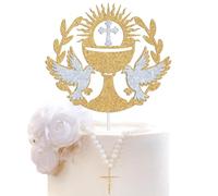 Religious Cross and Dove Cake Topper, First Holy Communion, God Bless, Baby Shower Baptism Bridal Shower Wedding Party Decorations Supplies