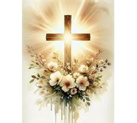Religious Cross Diamond Art Kits for Adults, Jesus Christ Cross 5D Diamond Painting Kit for Beginners, DIY Full Drill Painting with Gem Art Craft Kits for Home Wall Decor Gift 12x16Inch
