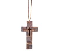 Religious Crossword Hanging Cross Ornament, Festive Religious Holiday Decor, Hanging Christmas Tree Ornament, Unique Gift, 4.25 Inches